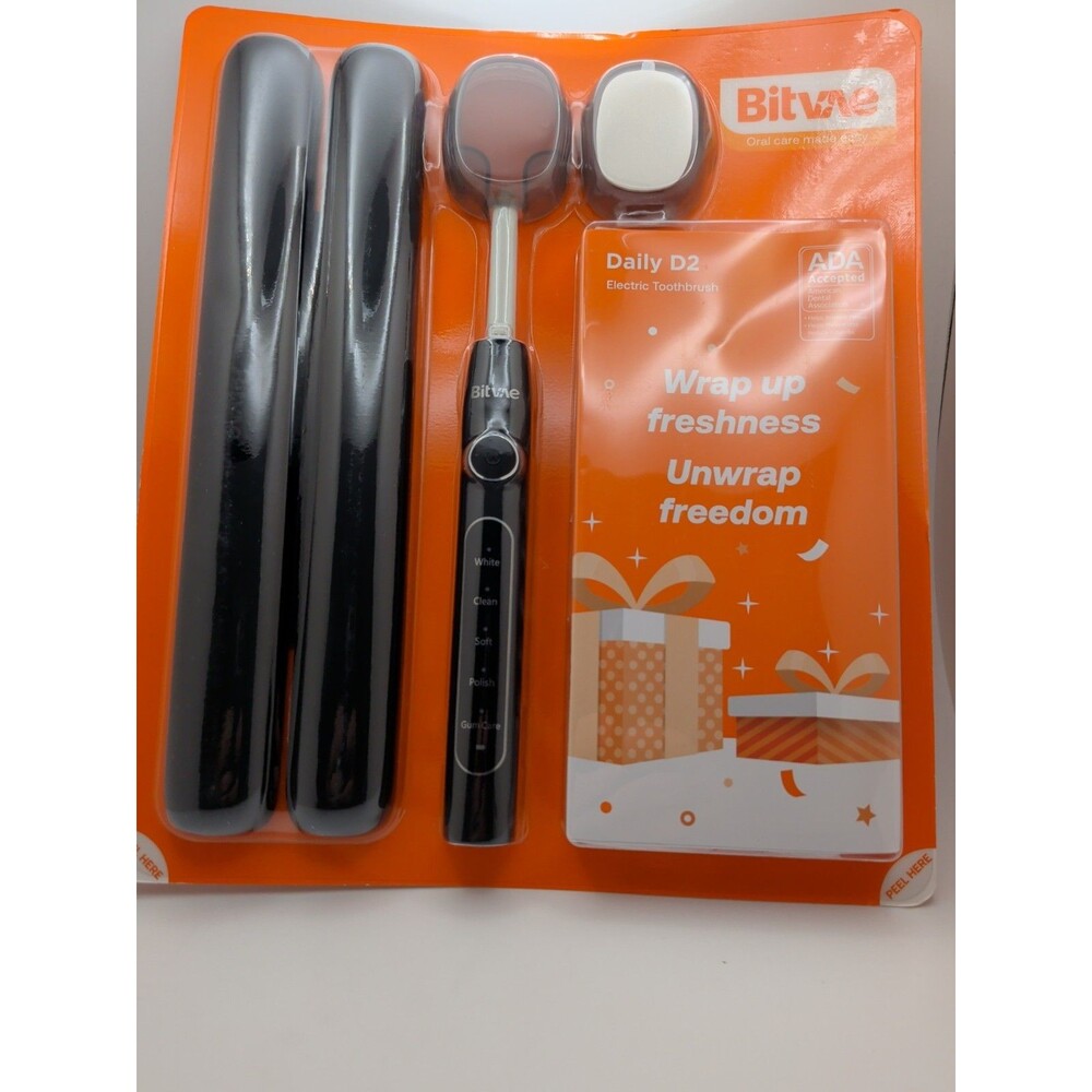 Bitvae Daily D2 Sonic Electric Toothbrush, 8 Brush Heads, Travel Case, USB,Black
